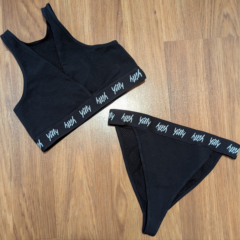 Yitty Black Fishnet Back Bralette + Bikini Set